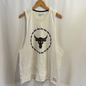 UNDER ARMOUR PROJECT ROCK WHITE MUSCLE TEE